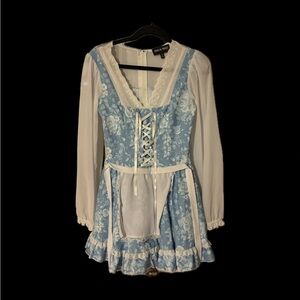 Dolls Kill Beauty and the Beast blue apron dress